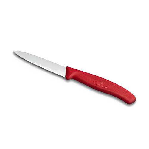 Нож для овощей VICTORINOX SwissClassic, лезвие 8 см с серрейторной заточкой, красный в Самура